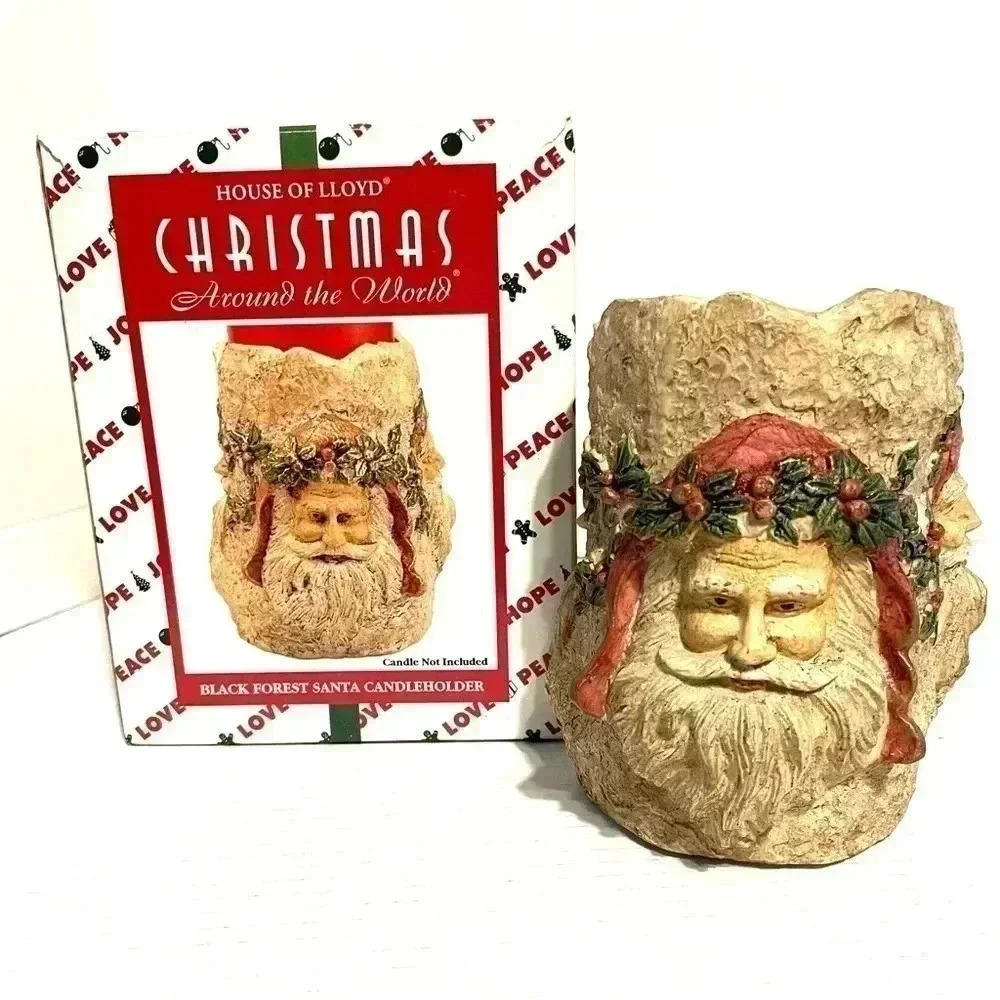 House of Lloyd Christmas Around World Black Forest Santa Candle Holder 1996 Vtg